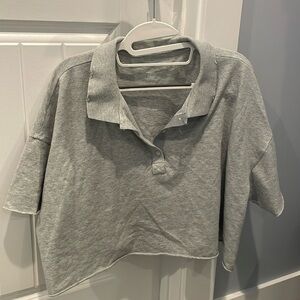 Gray collared crop top